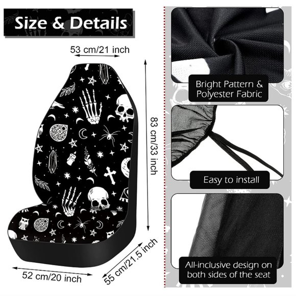 Full 10Pc Gothic Punk Full Interior Car Accessories Set - Picture 6 of 6